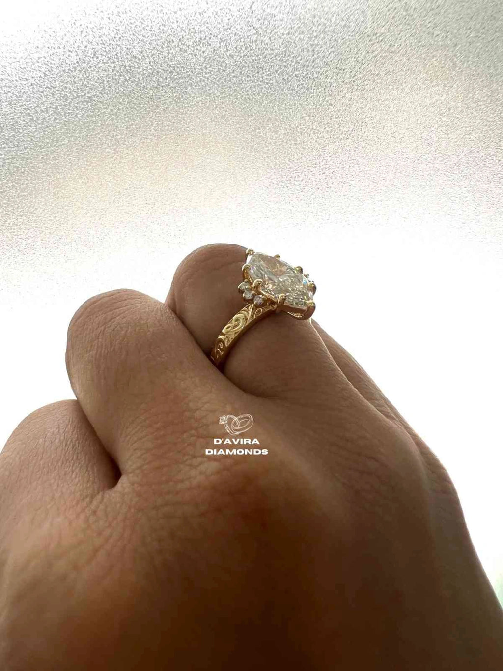 Marquise Cut Nature Inspired Lab Diamond Engagement Ring