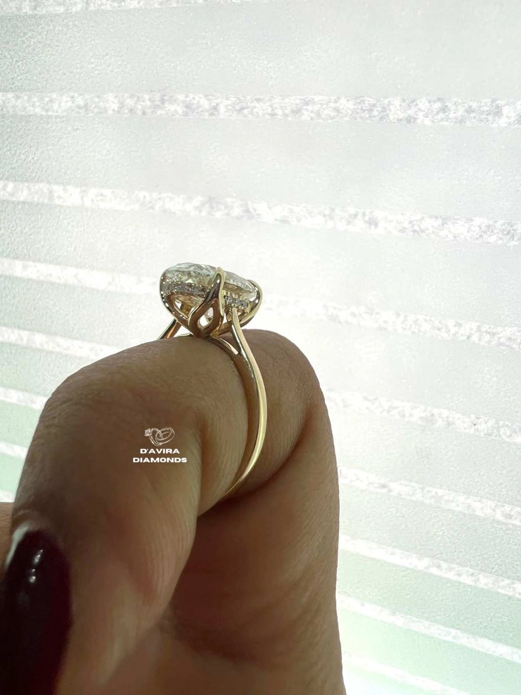Solitaire Oval Cut Hidden Halo Tulip Set Diamond Ring