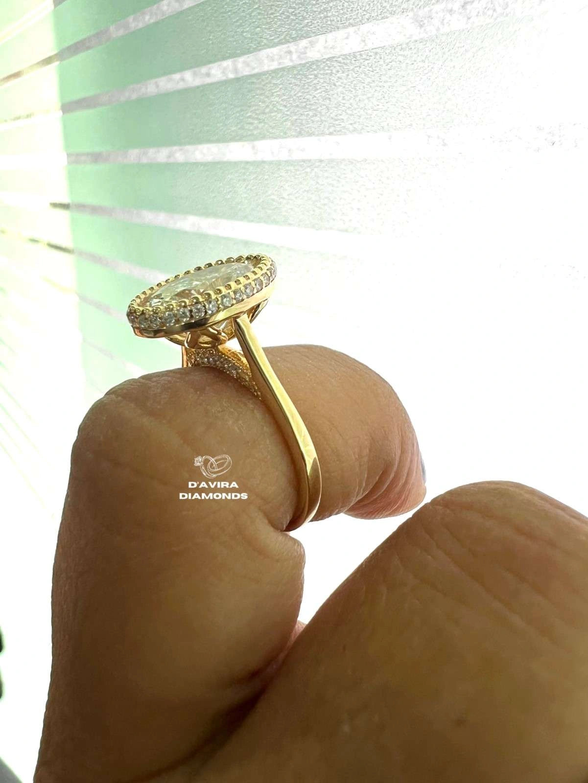 Milgrain Bezel Set Oval Cut Solitaire Diamond Ring