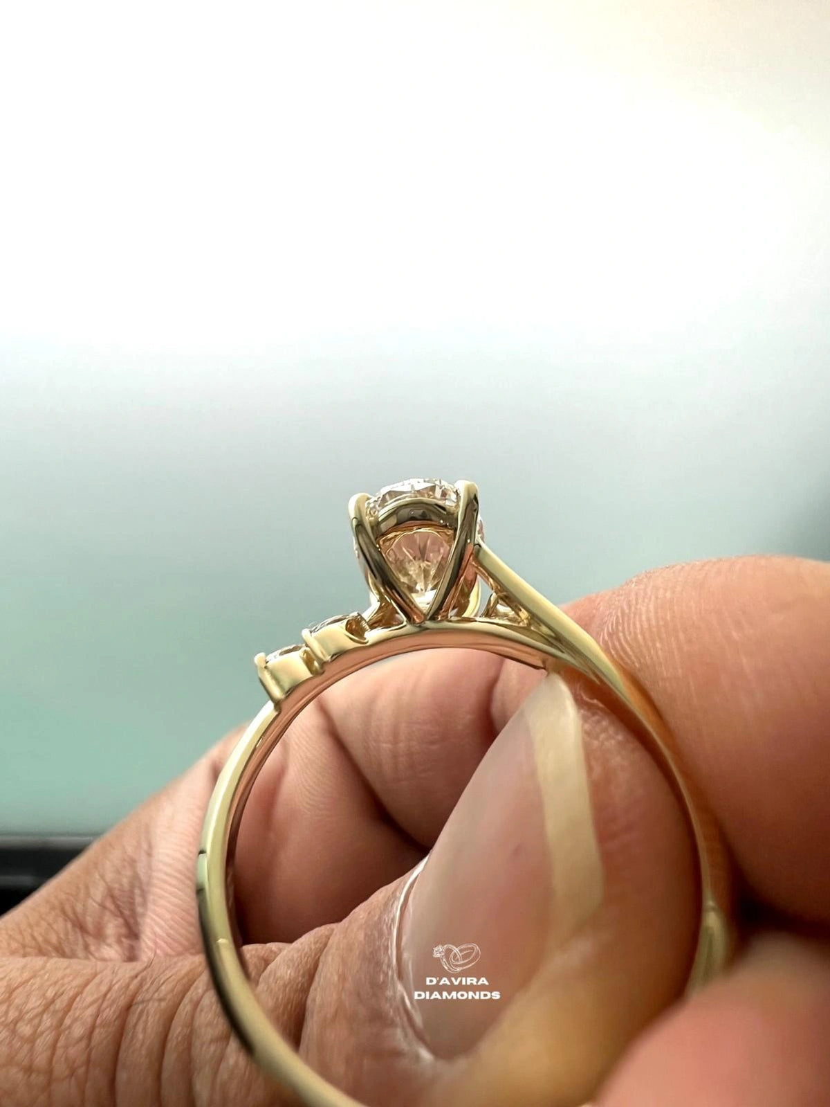 back view of the oval cut lab diamond ring