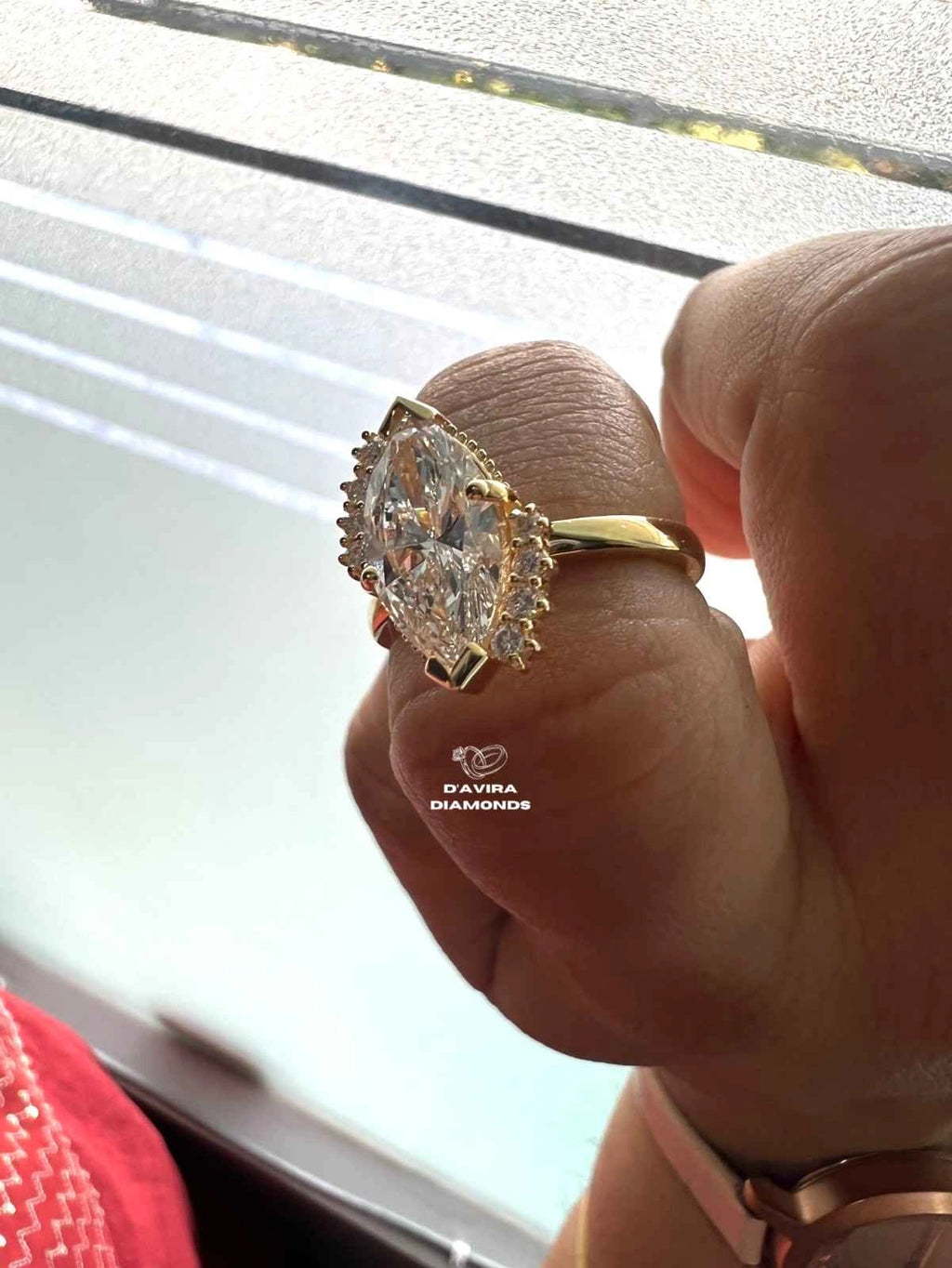Marquise Cut Lab Diamond Cluster Ring For Women