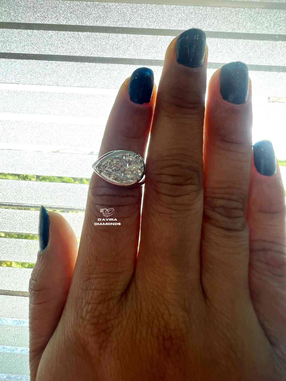East West Pear Cut Bezel Set Lab Diamond Ring