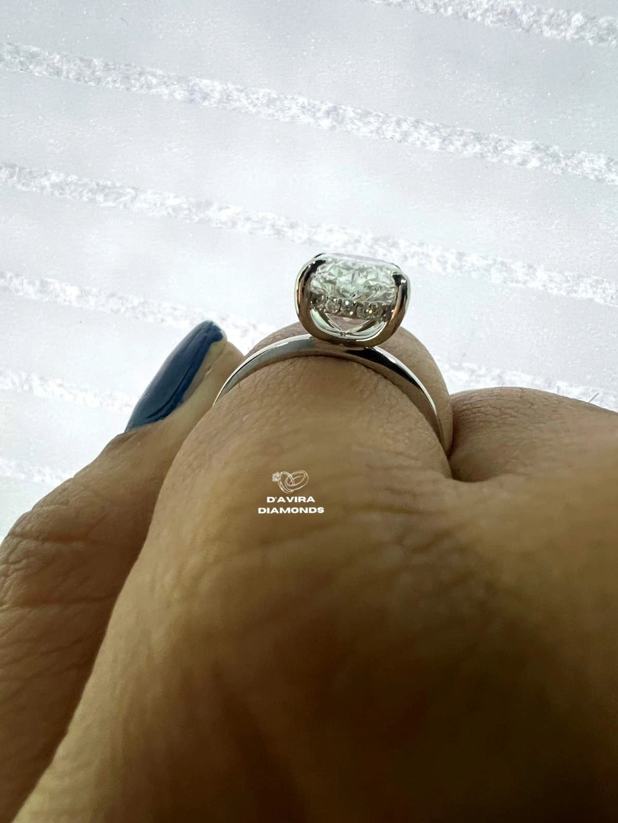 Oval Cut Solitaire Hidden Halo Lab Diamond Ring