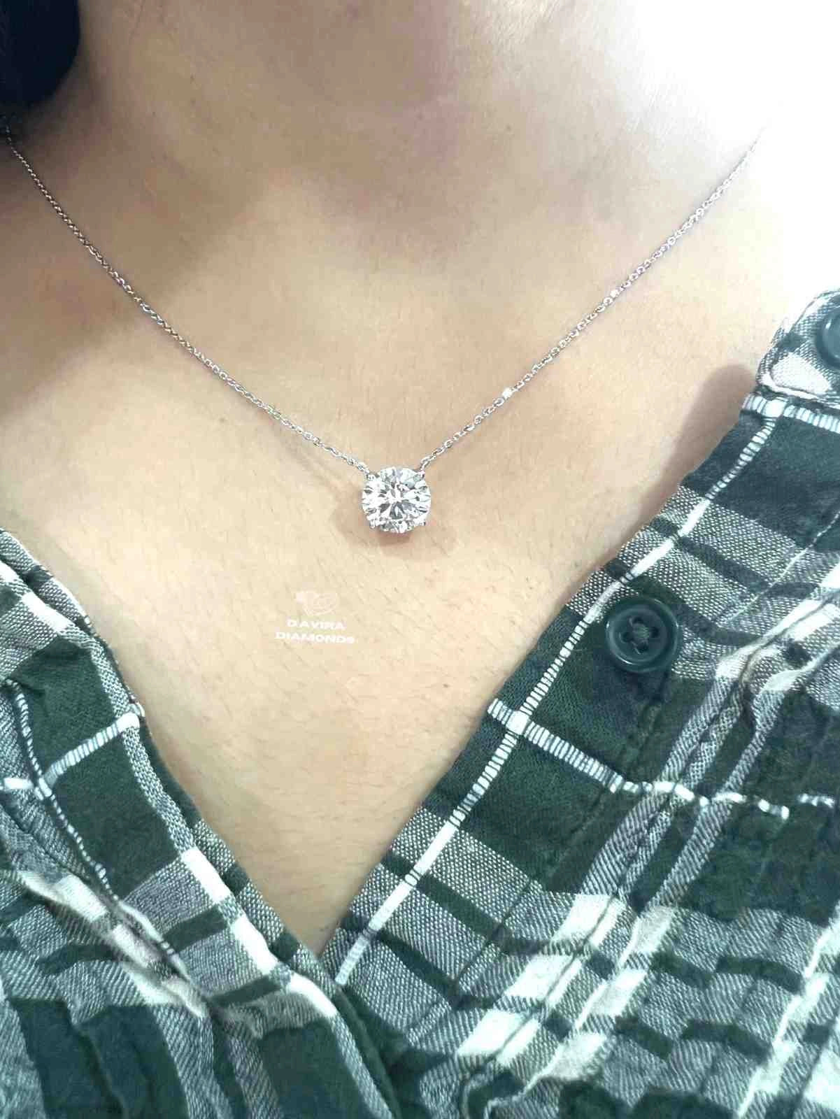 Round Lab Grown Diamond Solitaire Pendant