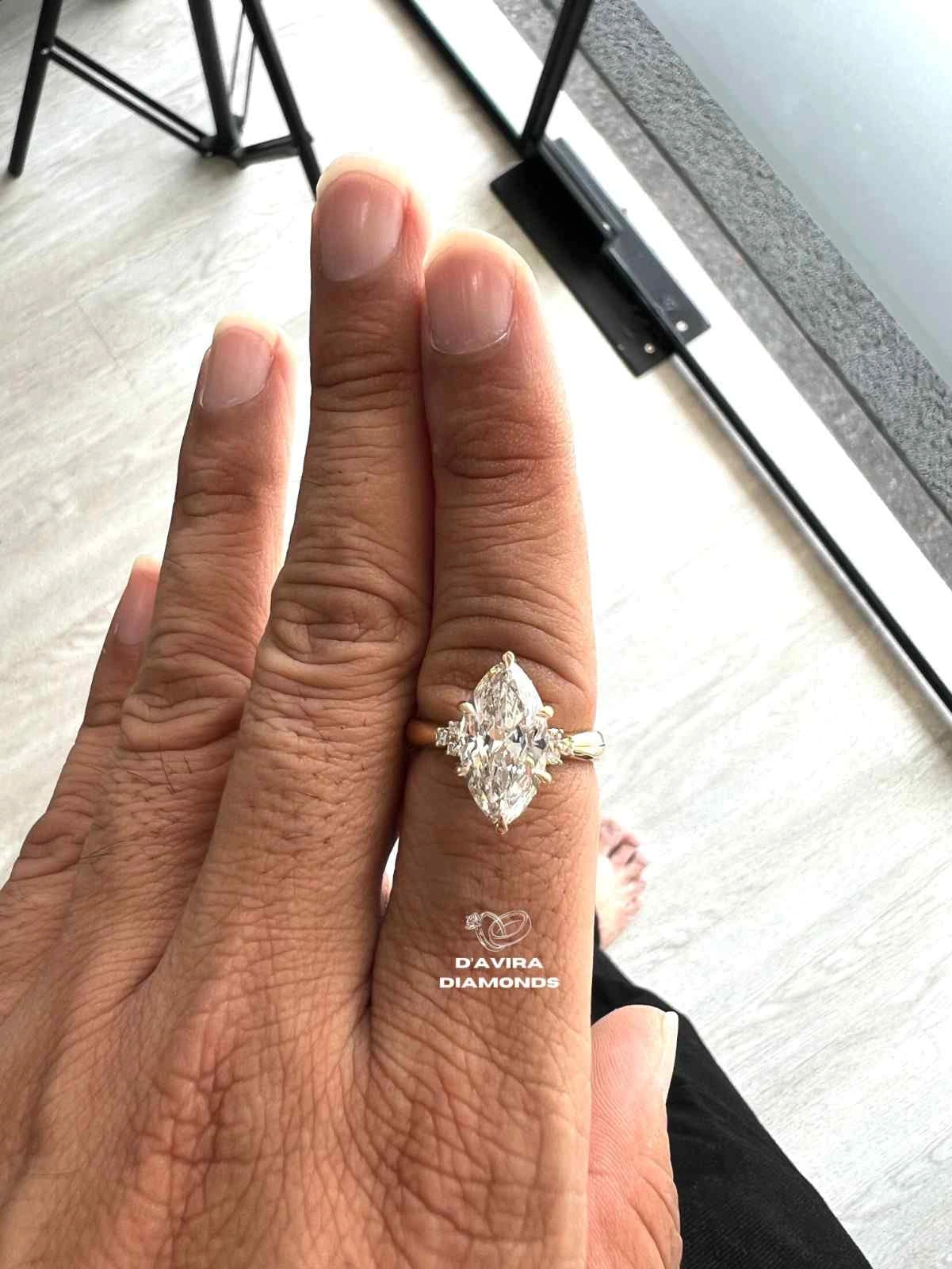Marquise Cut Cluster Diamond Wedding Ring