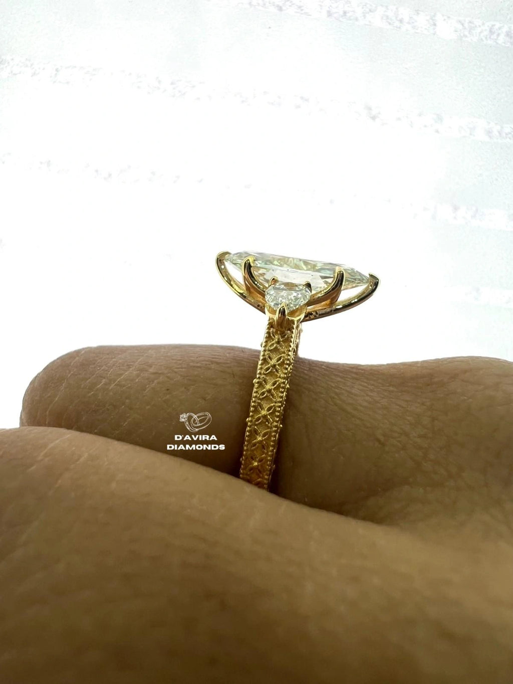 3 Stone Marquise Cut Lab Grown Diamond Ring