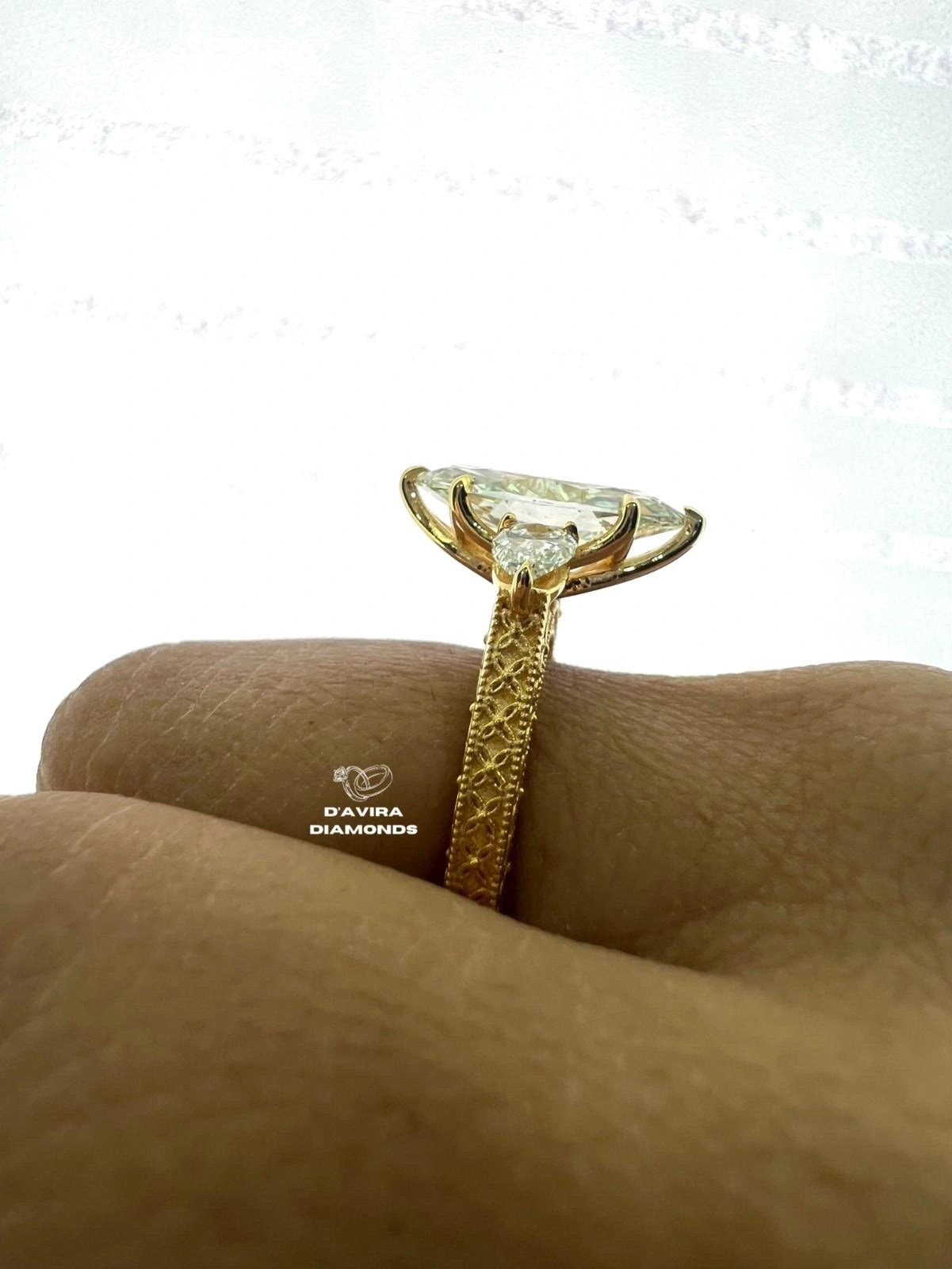 3 Stone Marquise Cut Lab Grown Diamond Ring