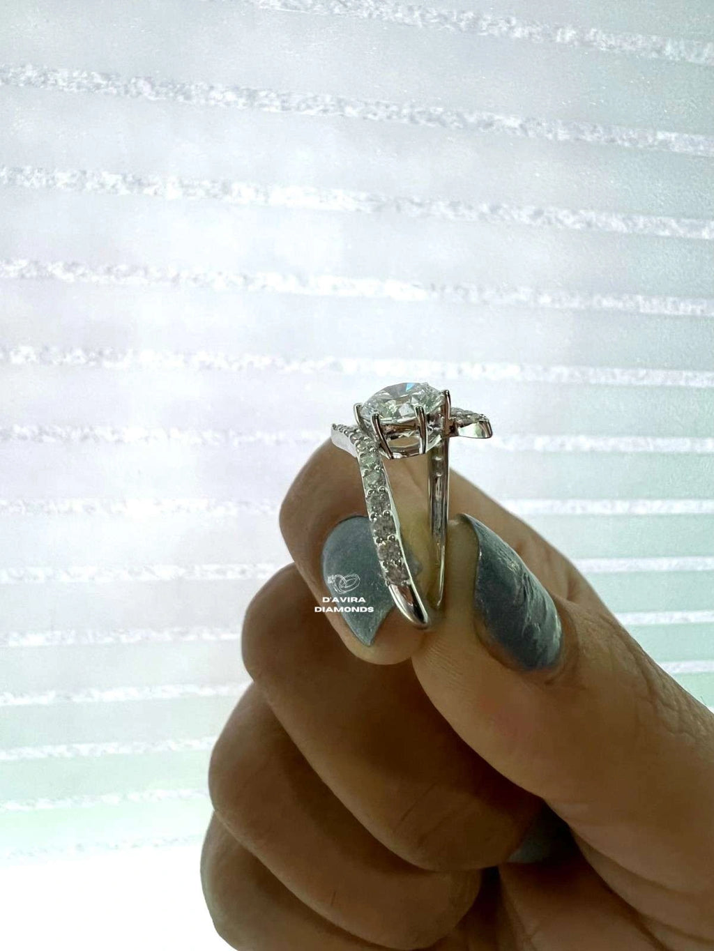 Bypass Round Cut Lab Diamond Engagement Ring