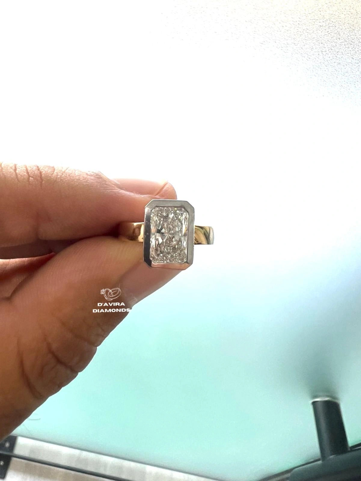 Radiant Cut Lab Diamond Bezel Set Solitaire Ring