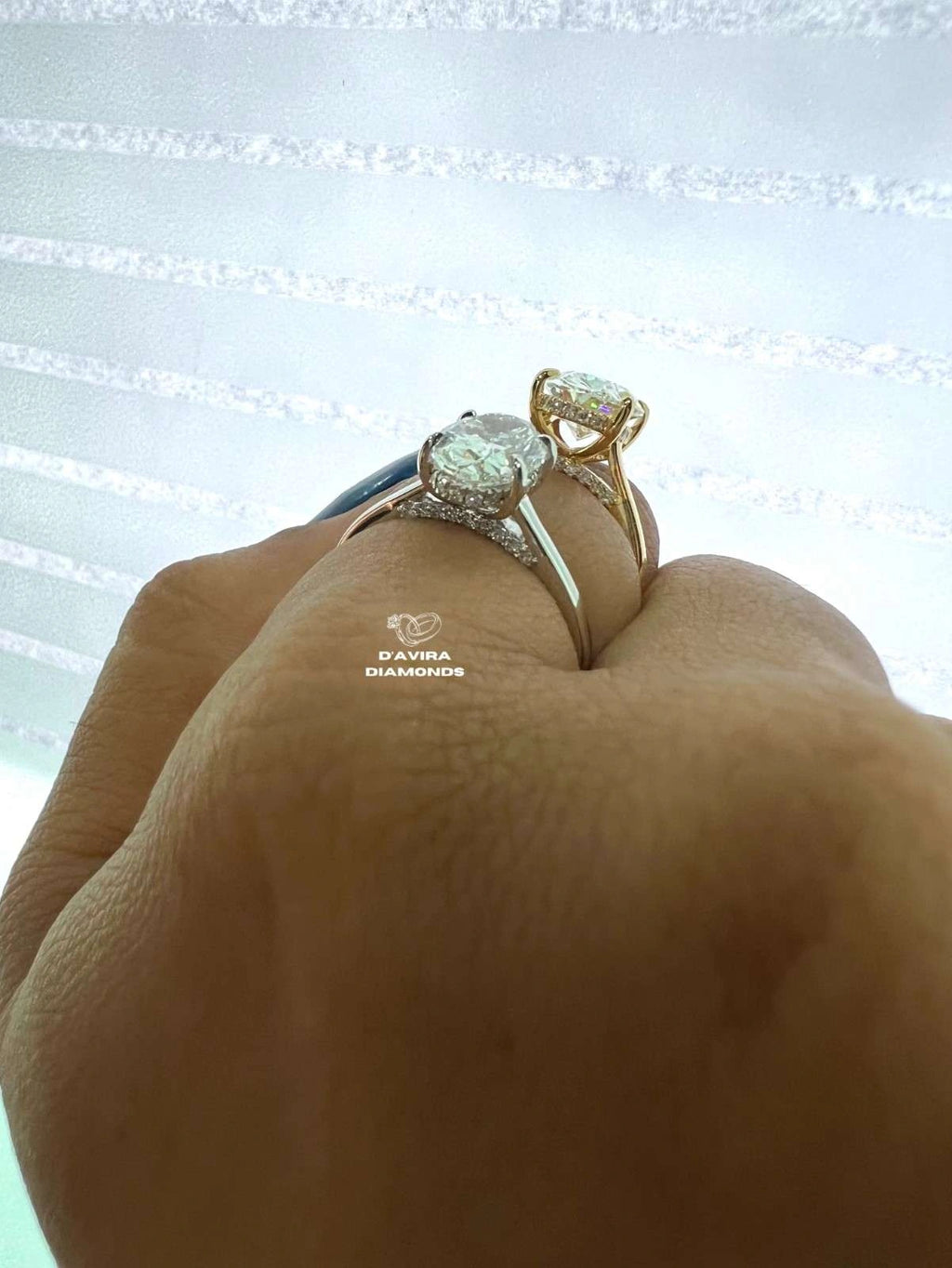 Oval Cut Hidden Halo Diamond Wedding Ring