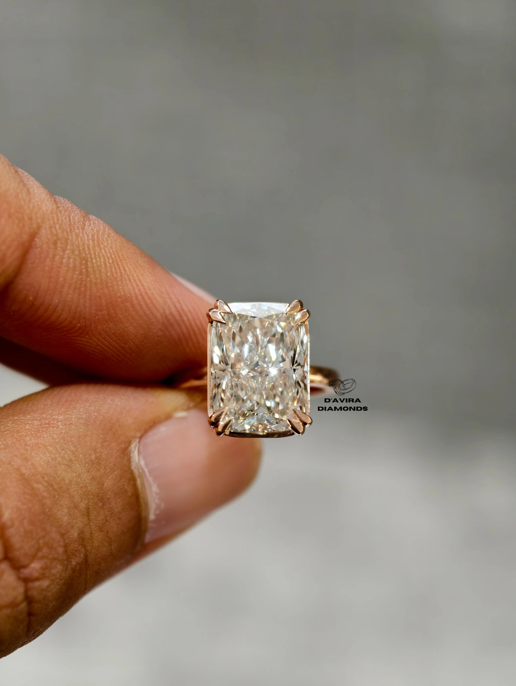 solitaire cushion cut claw prong set diamond ring