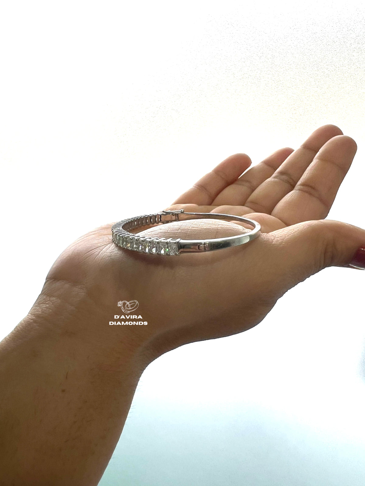 front view of the stackable lab grown diamond bracelet
