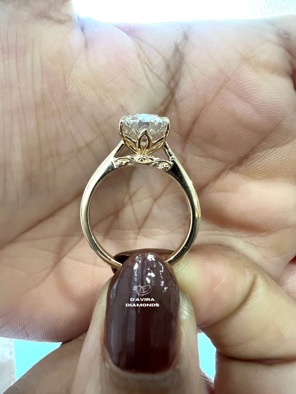 back view of the elongated cushion cut vintage style lab diamond ring