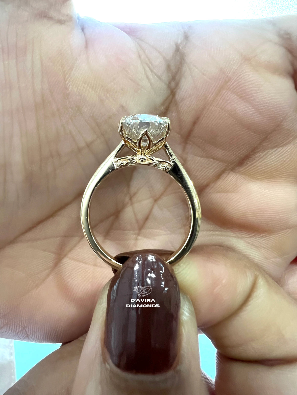 back view of the elongated cushion cut vintage style lab diamond ring