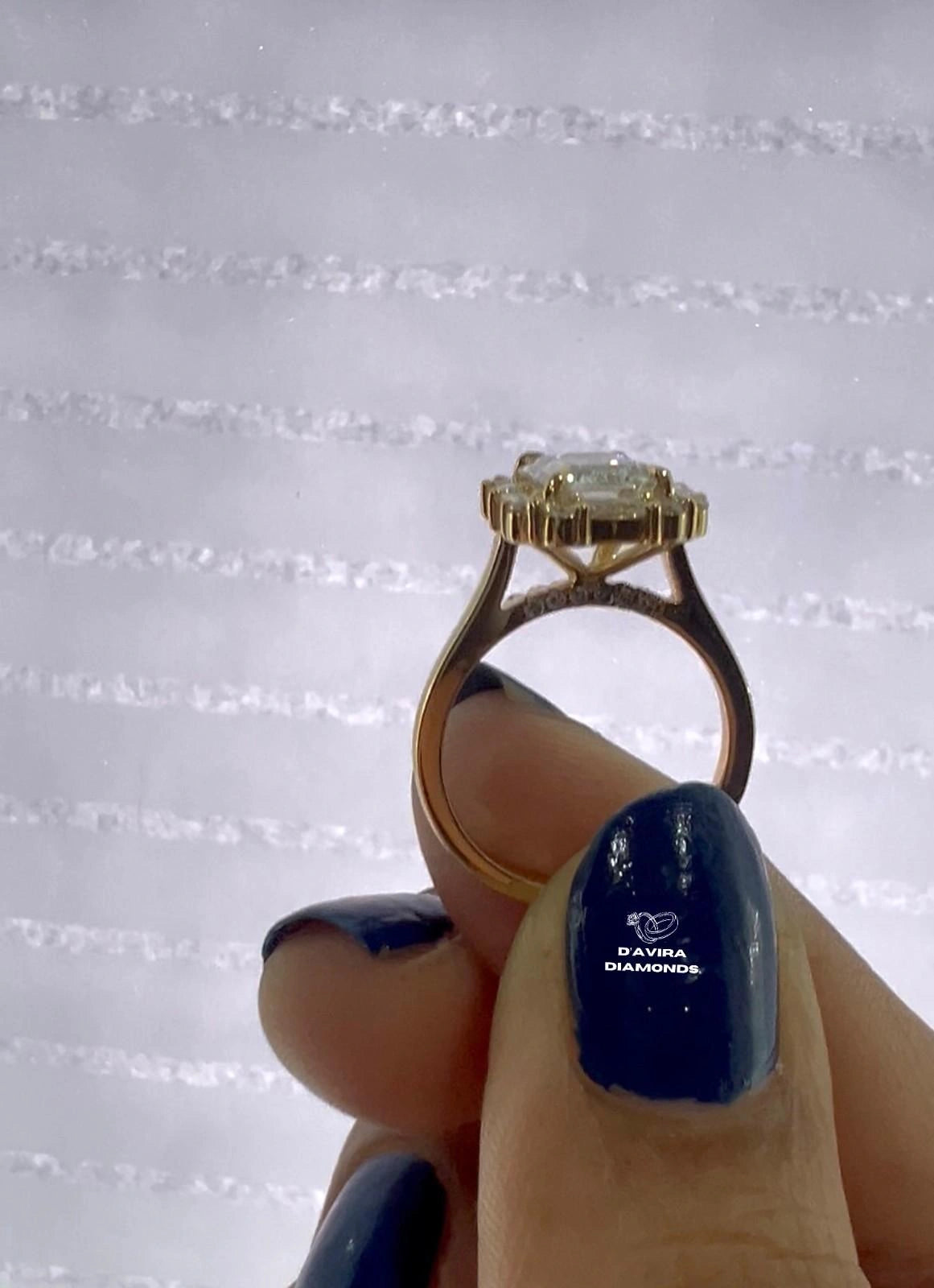Hidden Halo Emerald Cut Lab Diamond Ring