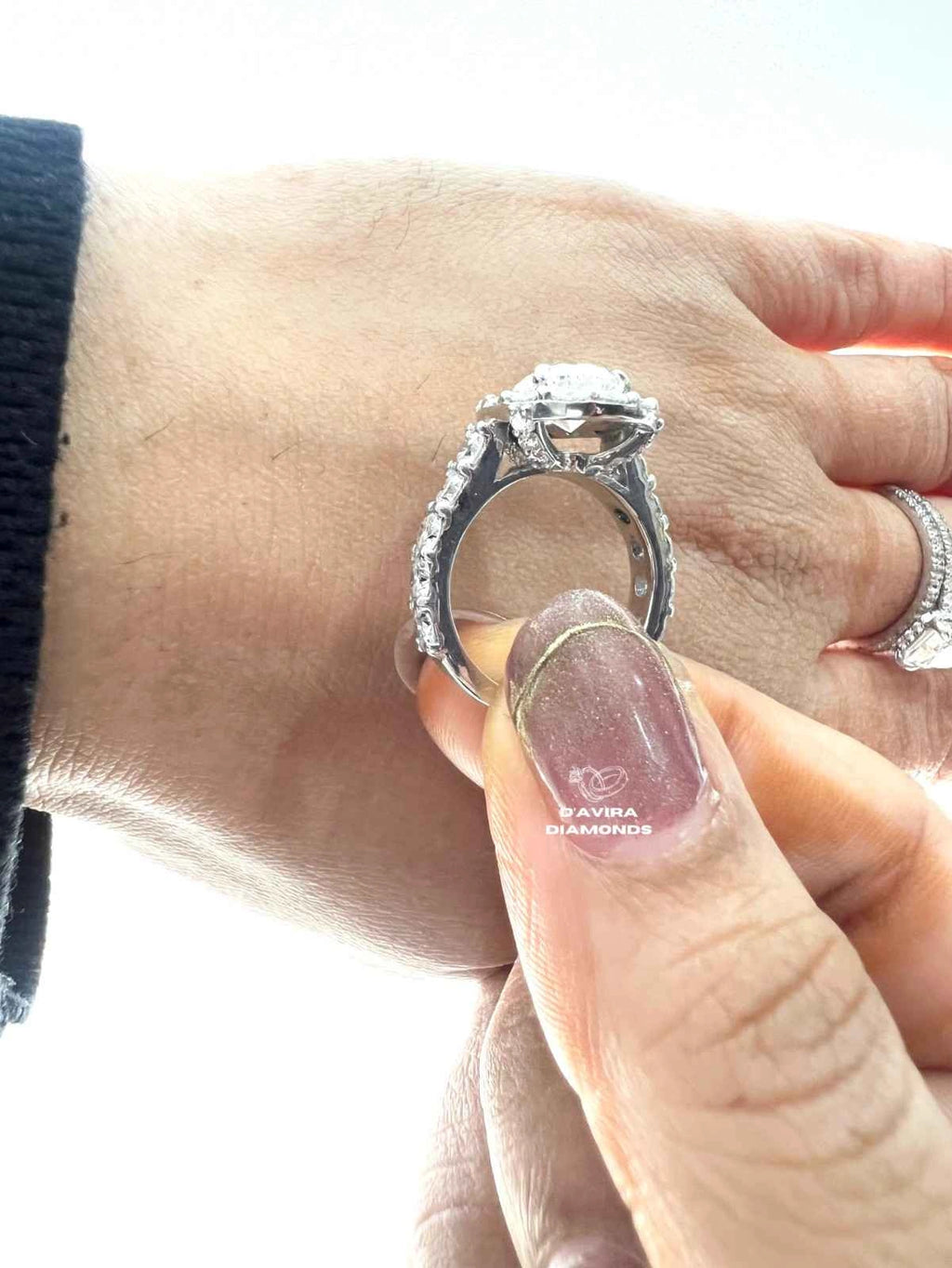Pear Cut Lab Diamond Halo Wedding Ring For Women