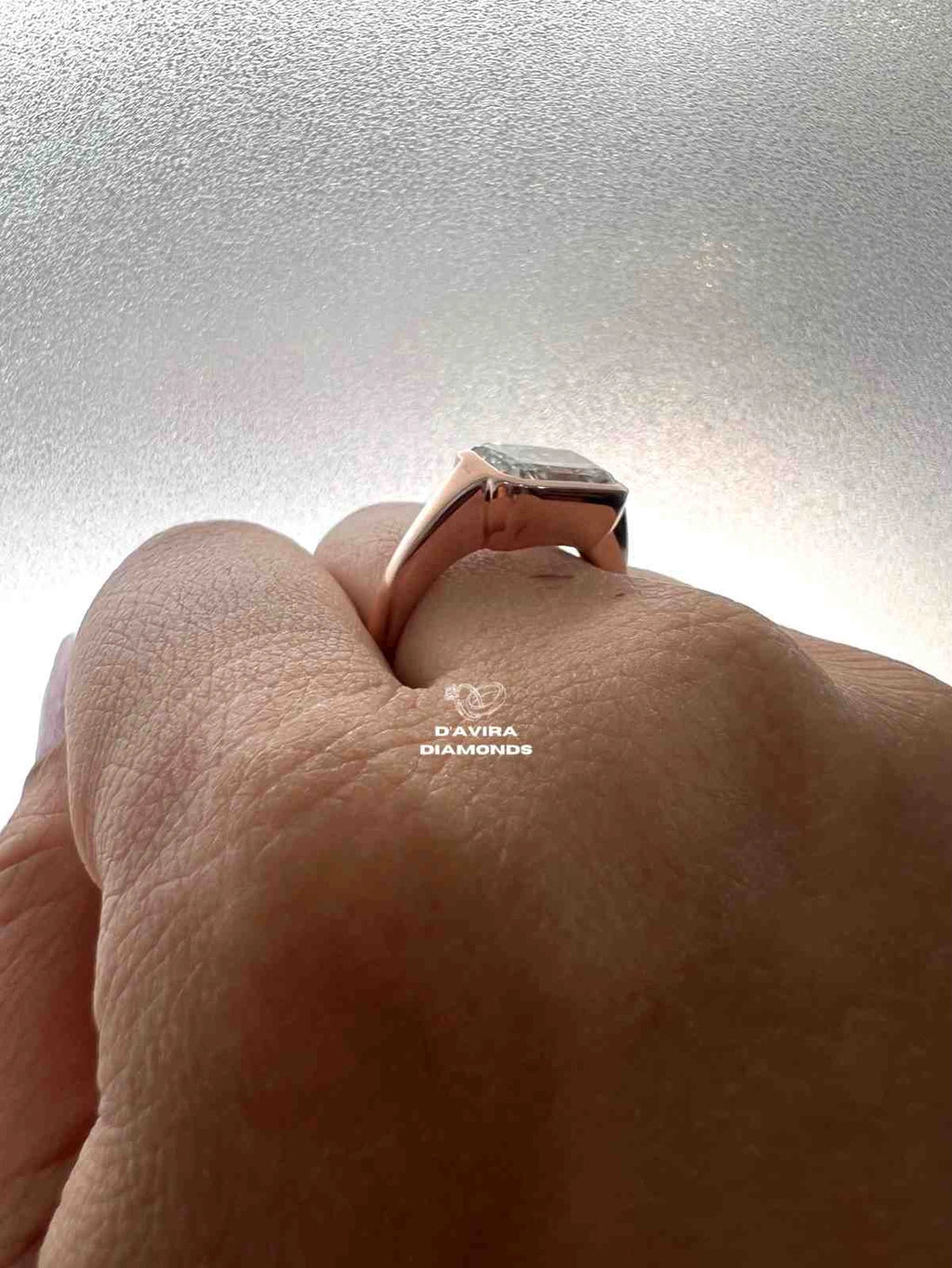 East West Radiant Cut Bezel Set Lab Diamond Ring