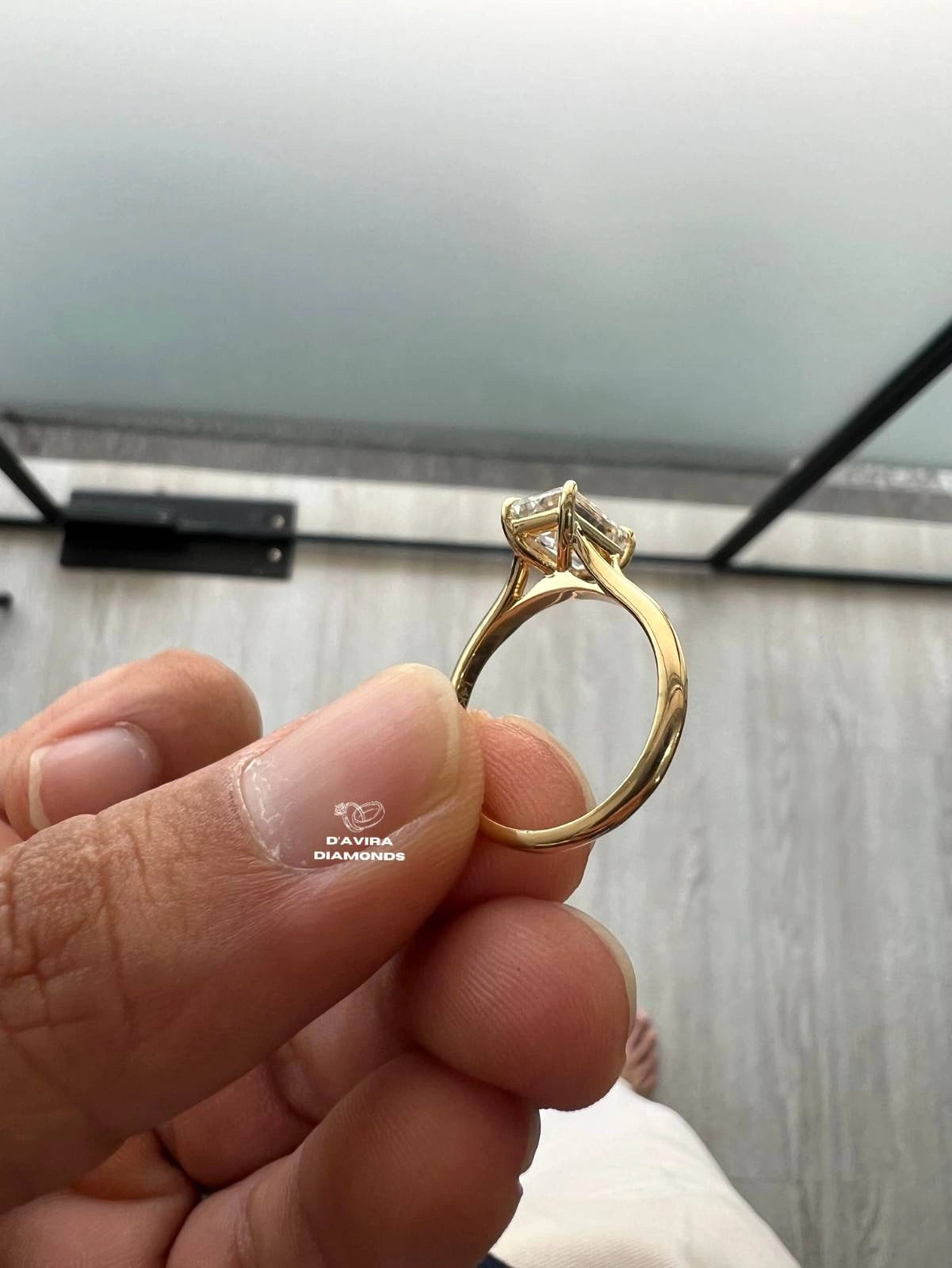 Emerald Cut Lab Diamond Solitaire Split Shank Ring