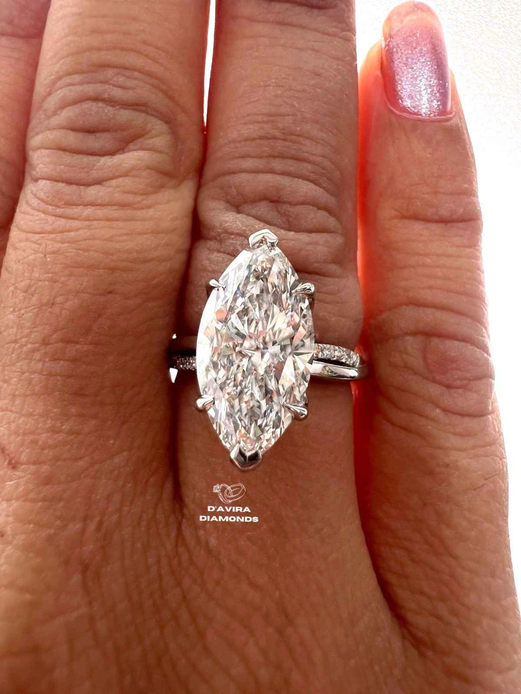 Solitaire Marquise Cut Hidden Halo Diamond Ring