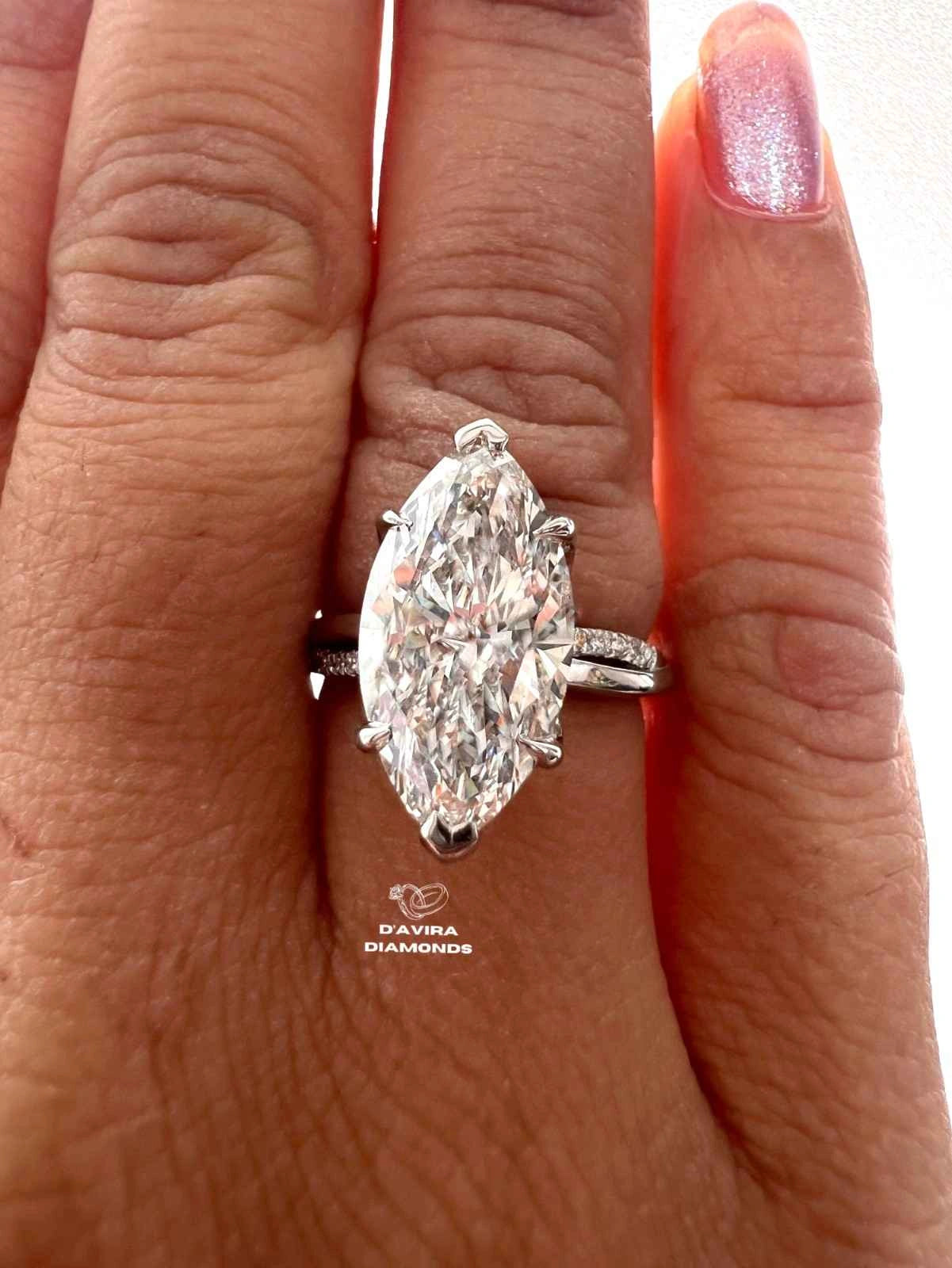 Solitaire Marquise Cut Hidden Halo Diamond Ring