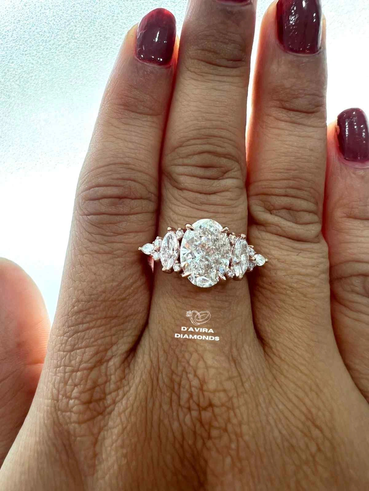 Accented Oval Cut Split Shank lab Diamond Ring