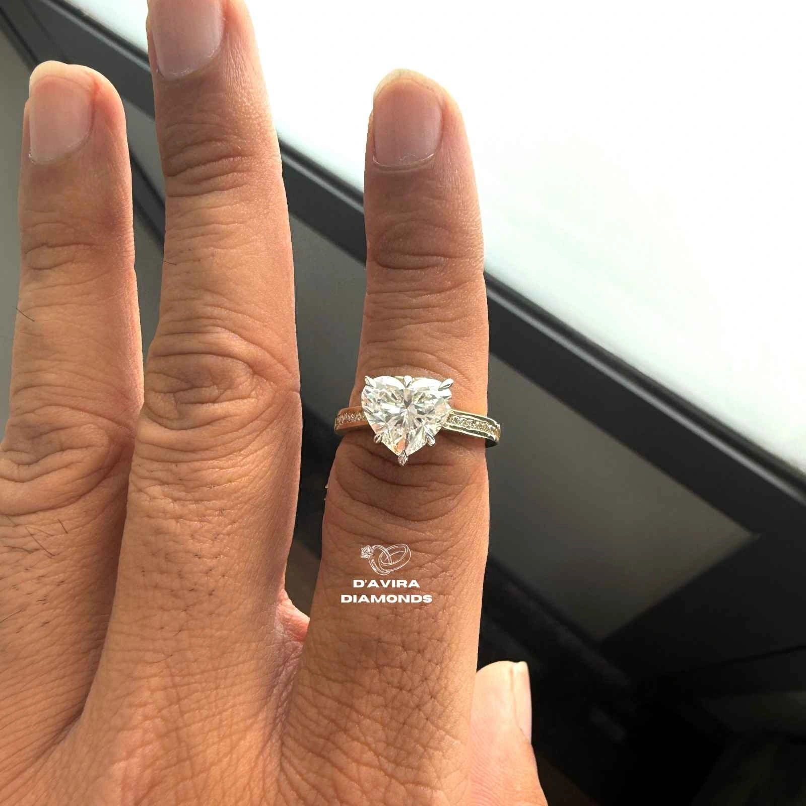 Heart Cut Lab Grown Diamond Channel Set Ring