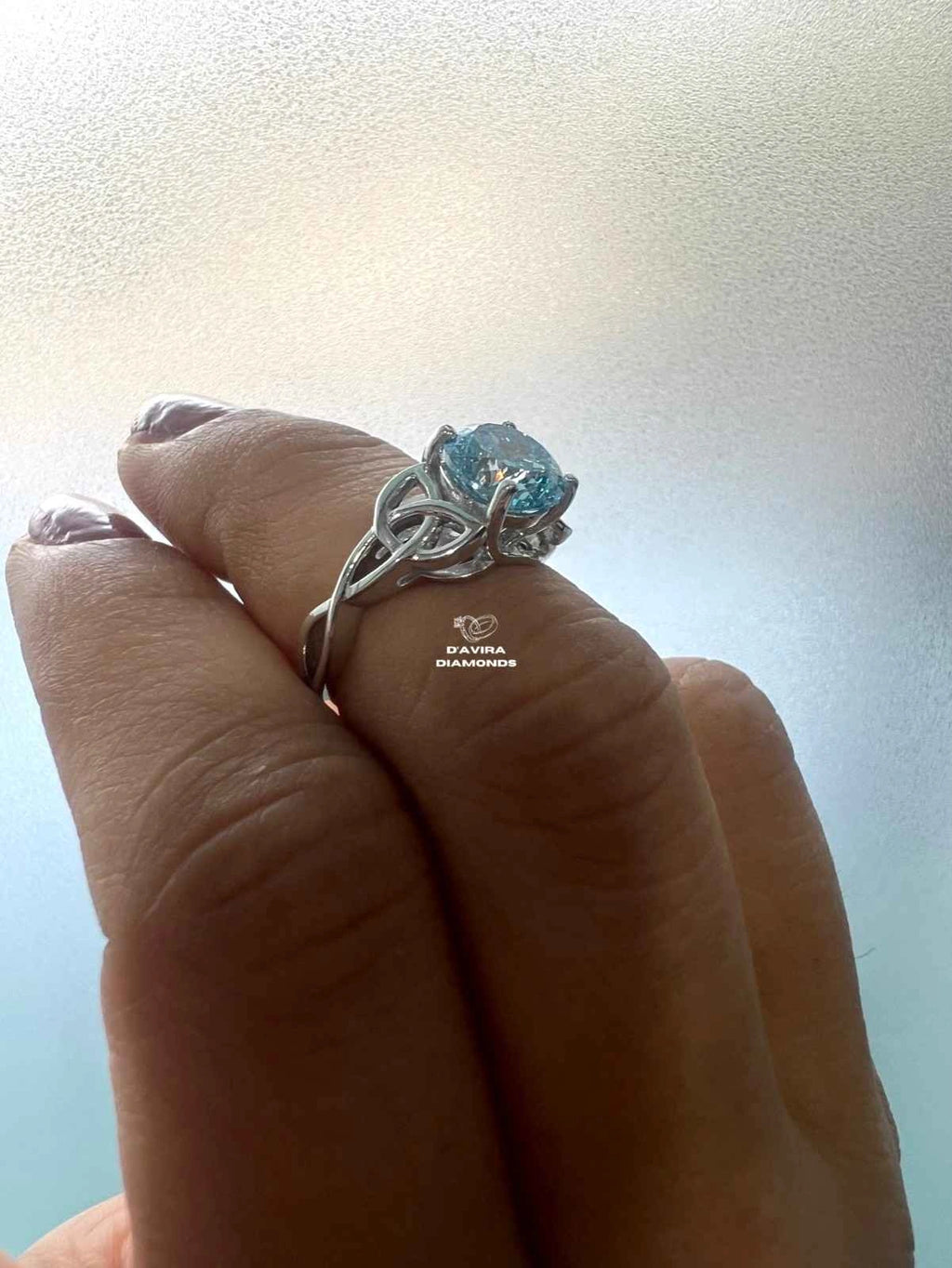 White Gold Wild Stone Round Cut Lab Diamond Ring
