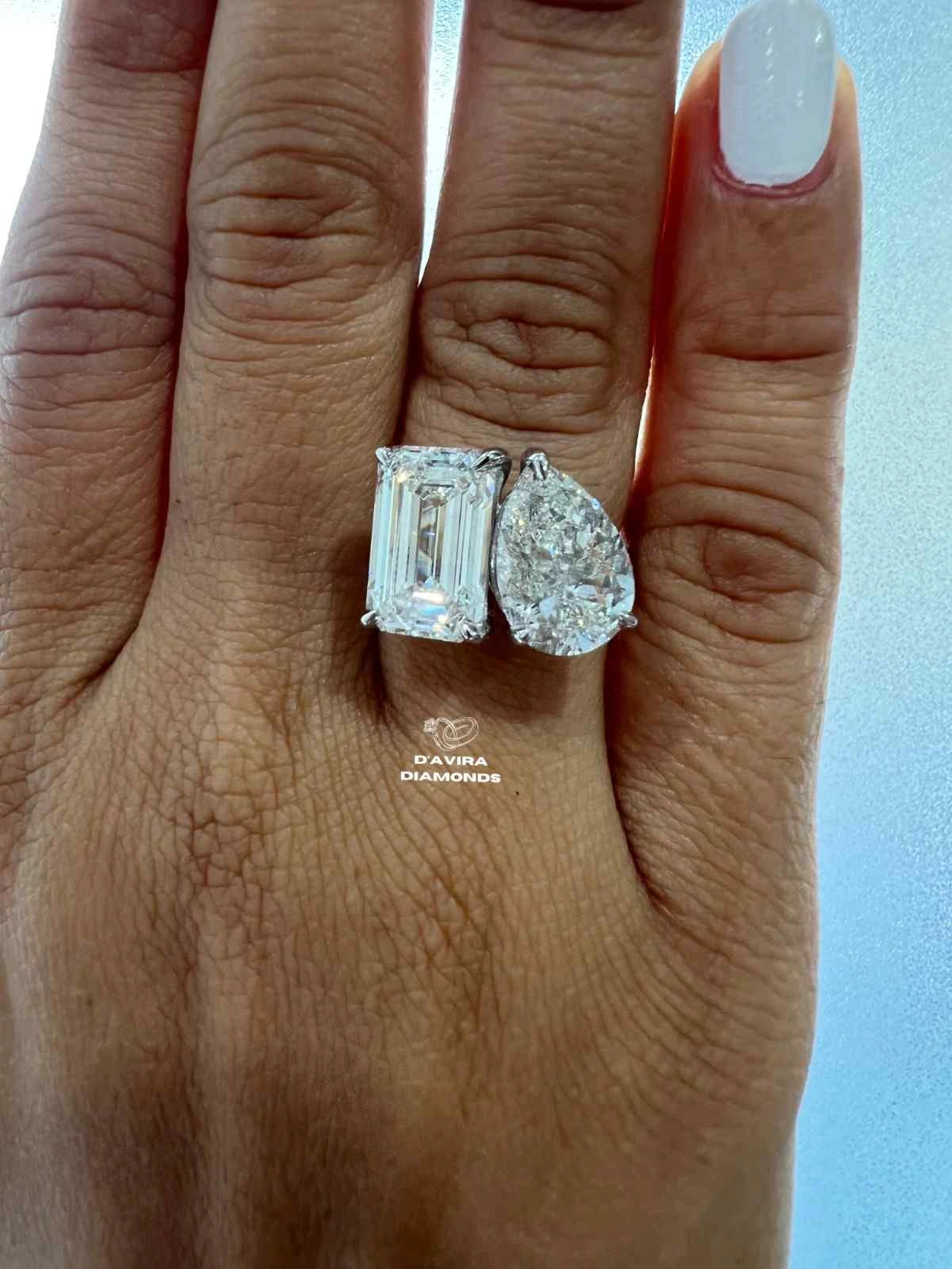 Toi Et Moi Pear And Emerald Cut Lab Diamond Engagement Ring