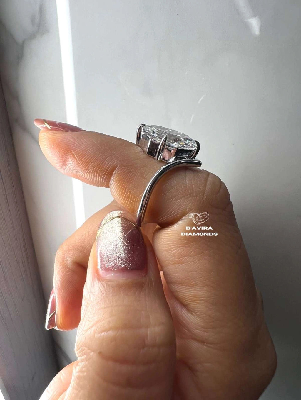 V Shape Hexagon Cut Solitaire Diamond Ring