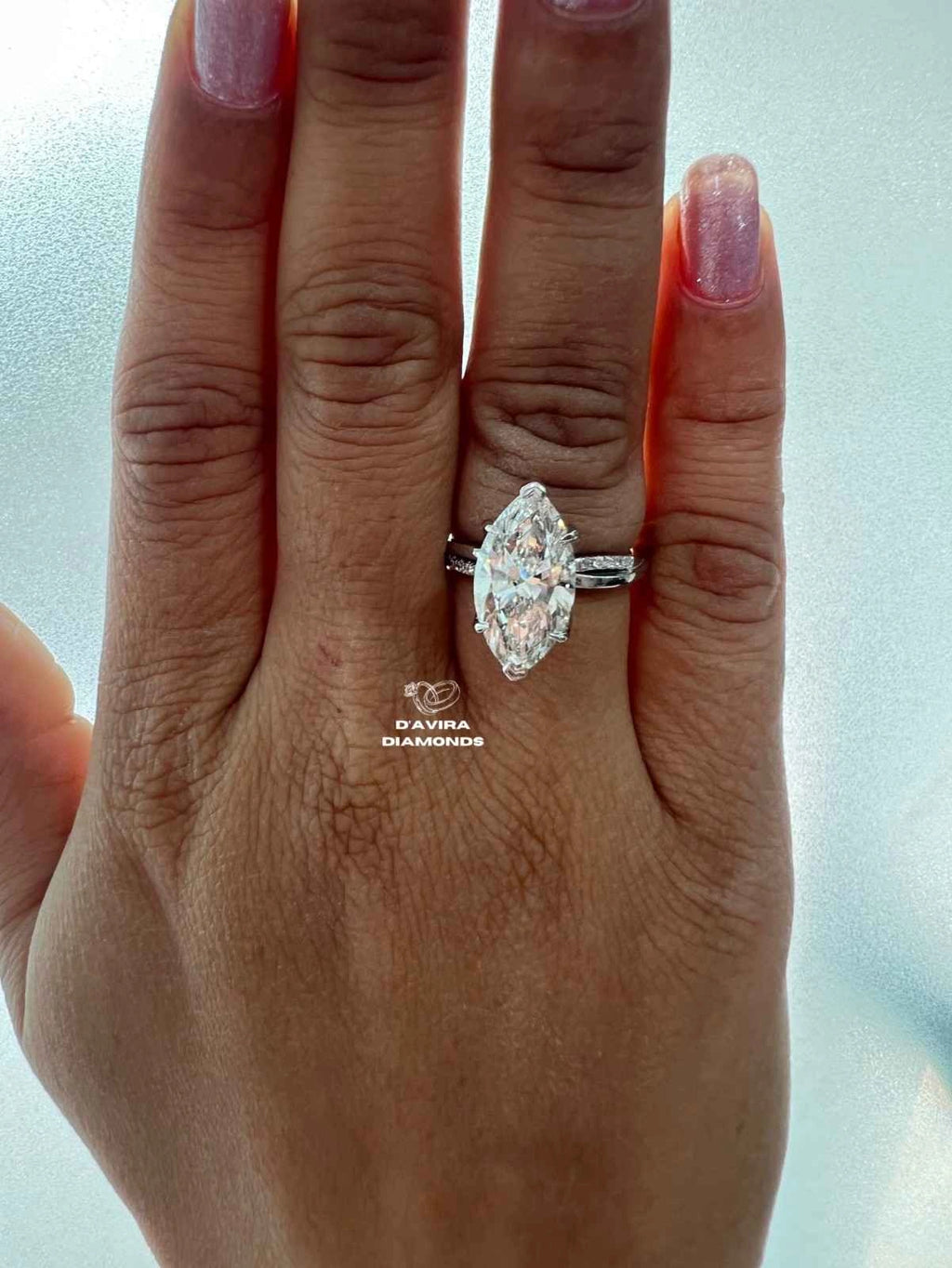 Solitaire Marquise Cut Hidden Halo Diamond Ring