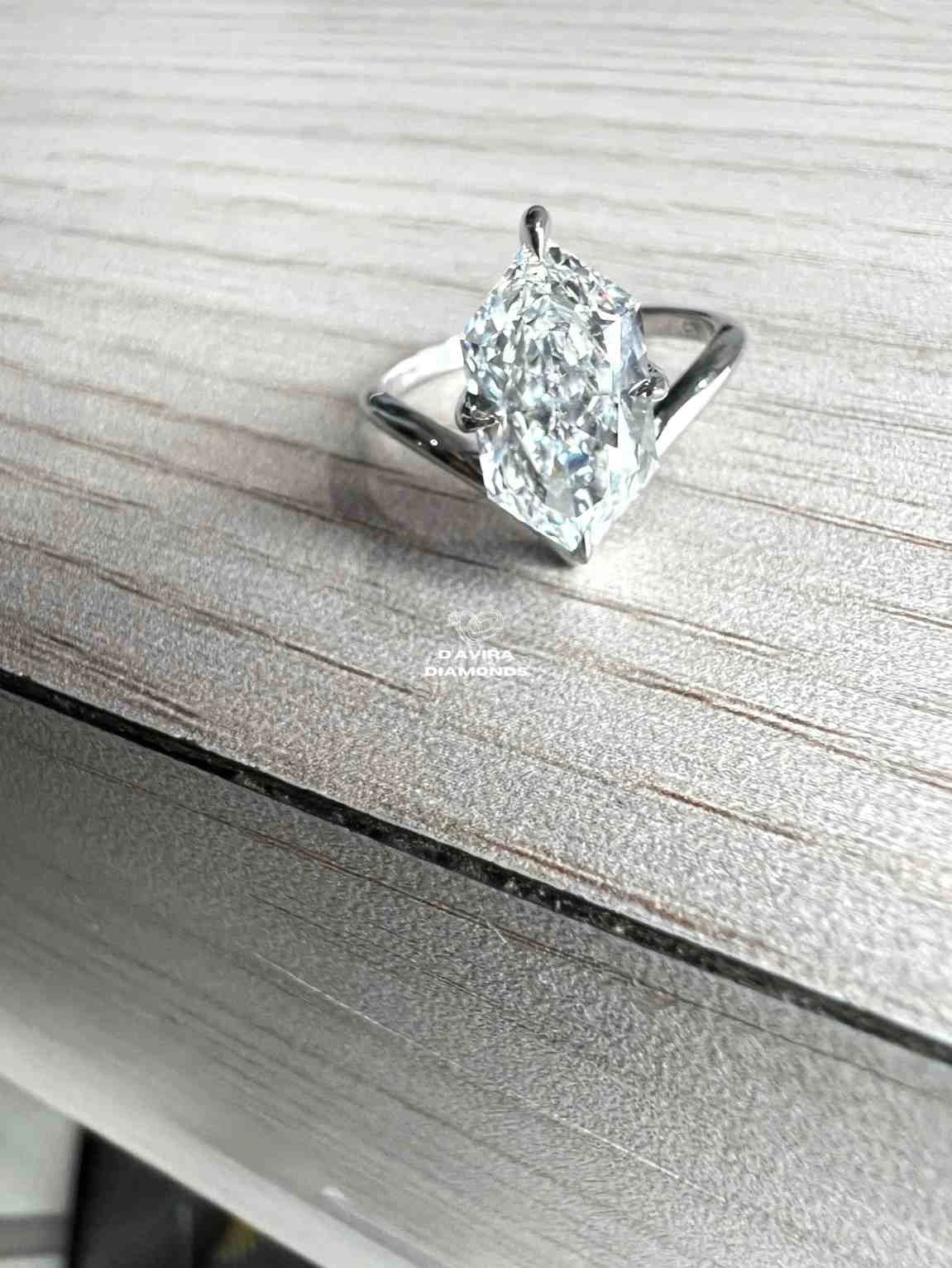 luxury hexagon cut lab grown diamond ring for her