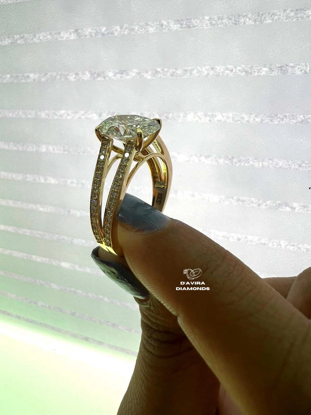 Oval Cut Split Shank Anniversary Ring For Her