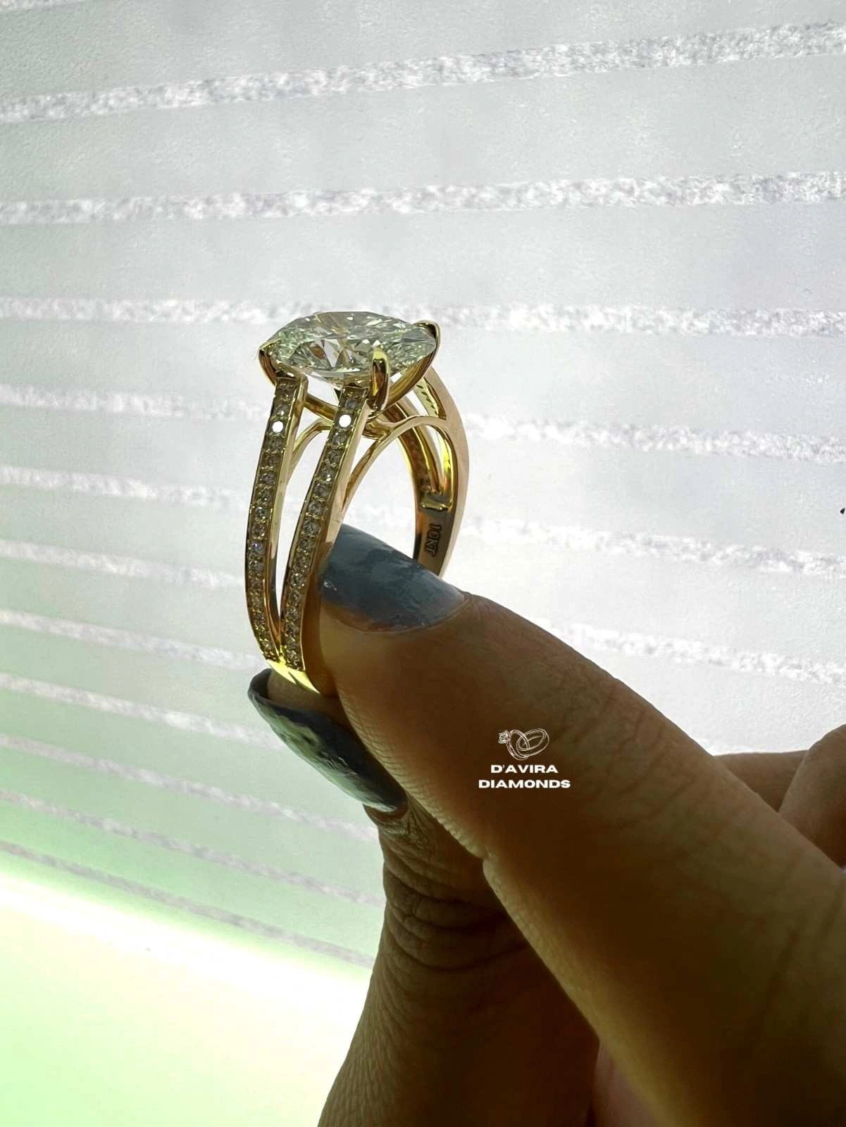 Oval Cut Split Shank Anniversary Ring For Her