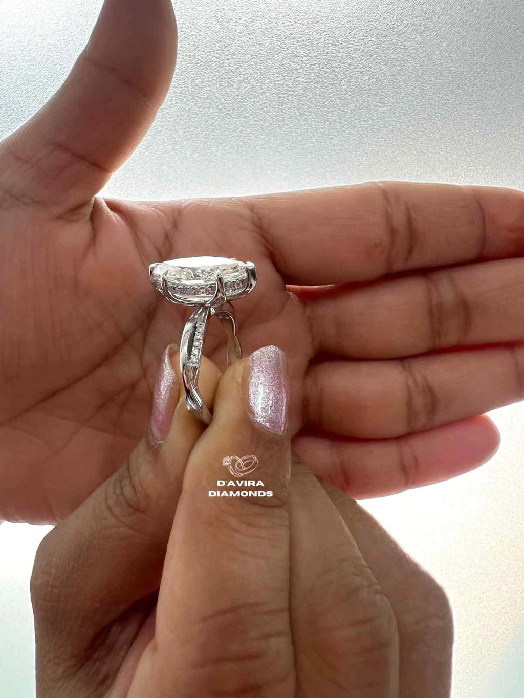 Solitaire Marquise Cut Hidden Halo Diamond Ring