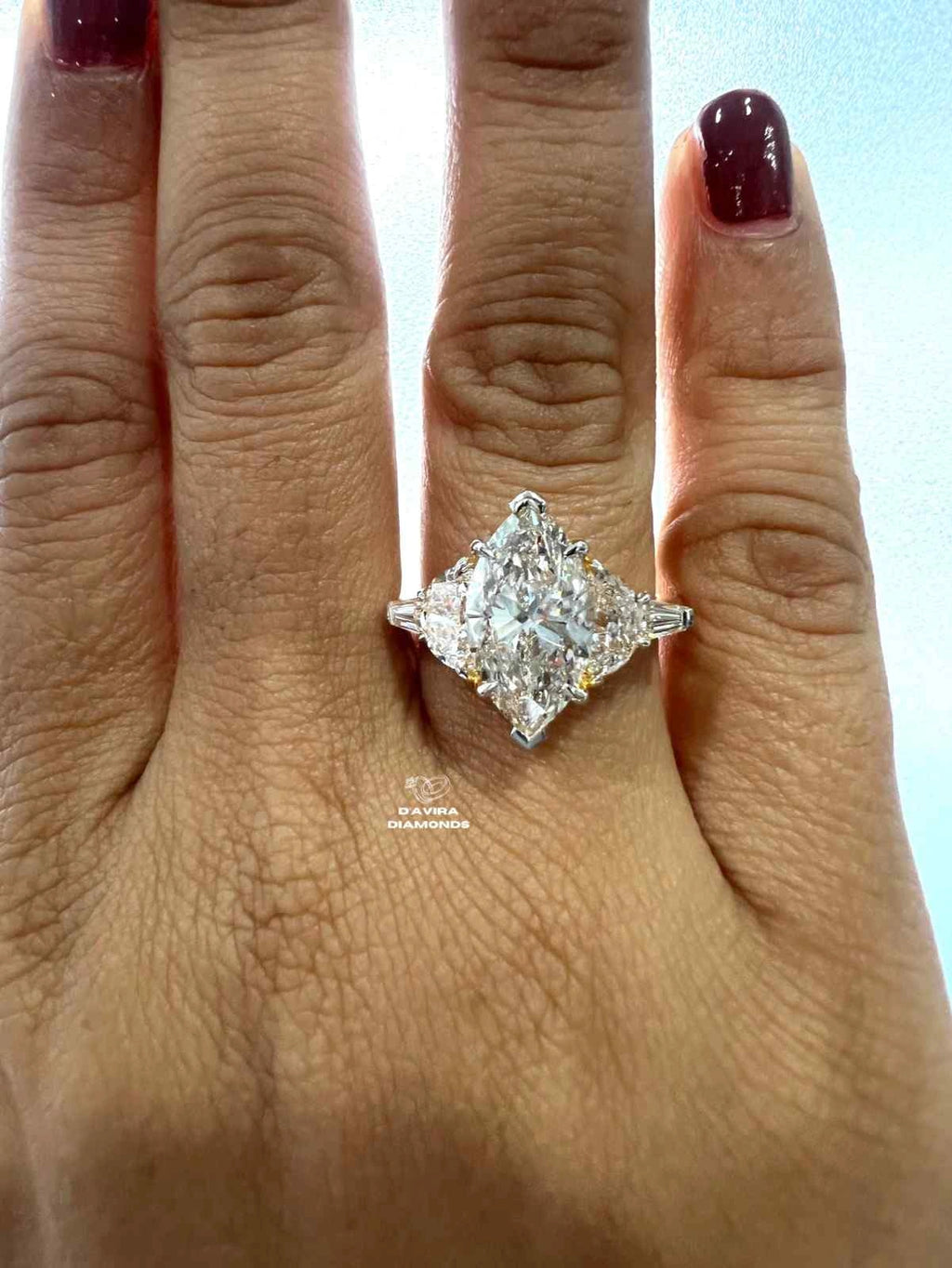 Five Stone Marquise Cut Lab Diamond  Wedding Ring