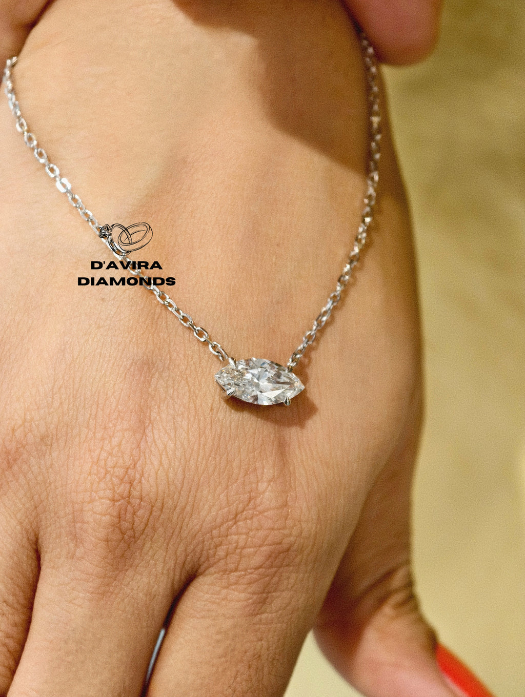 minimalist marquise cut lab grown diamond pendant