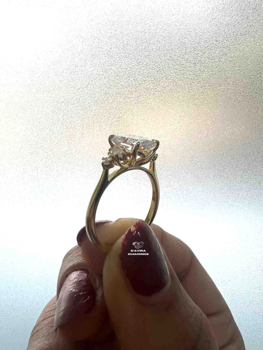 Elongated Cushion Cut Lab Diamond Cluster Yellow Gold Ring