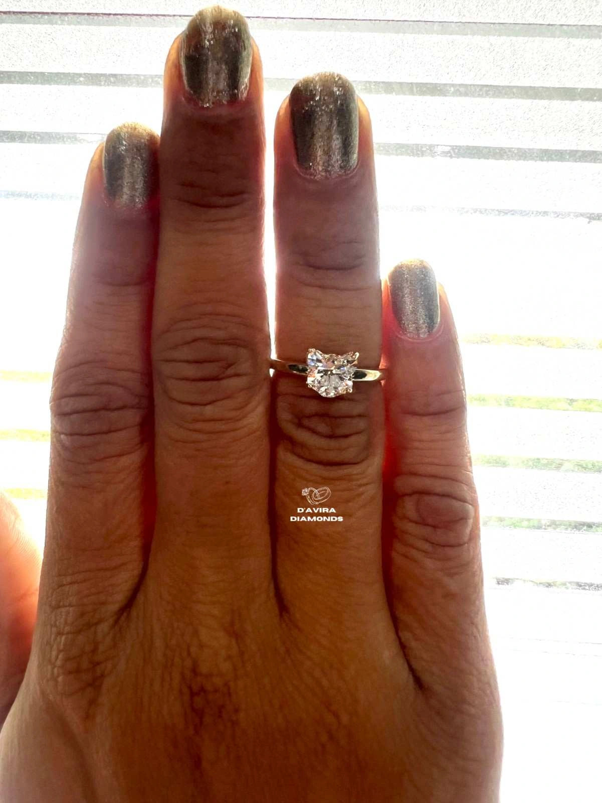 Fancy Cat Cut Lab Diamond Ring For Kids
