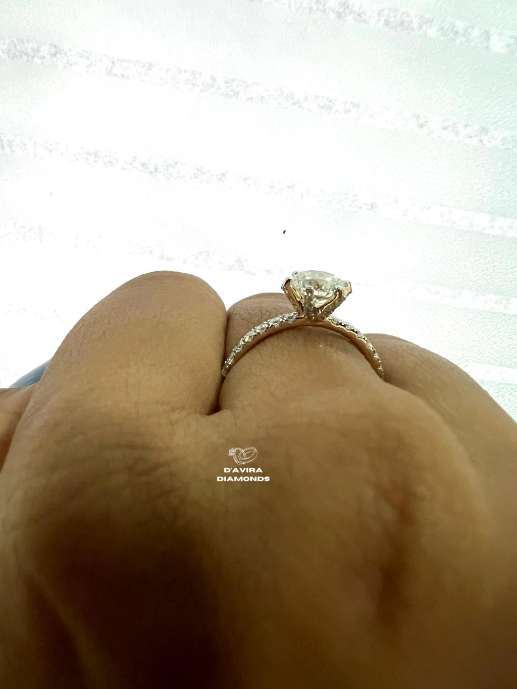Round Cut Lab Grown Hidden Halo Engagement Ring