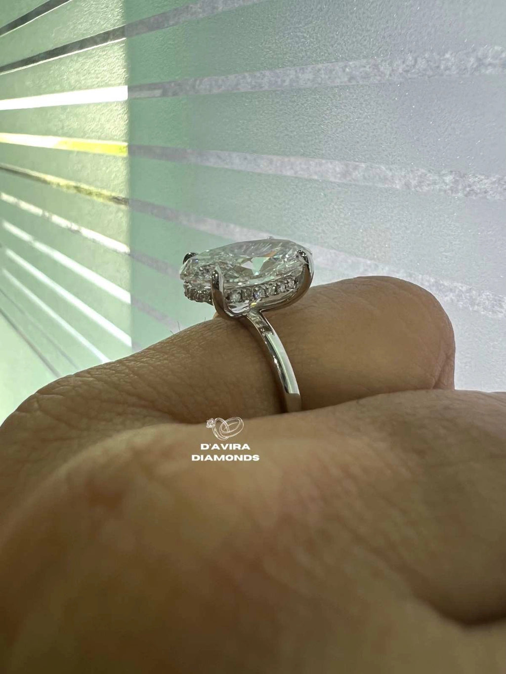 Oval Cut Solitaire Hidden Halo Lab Diamond Ring