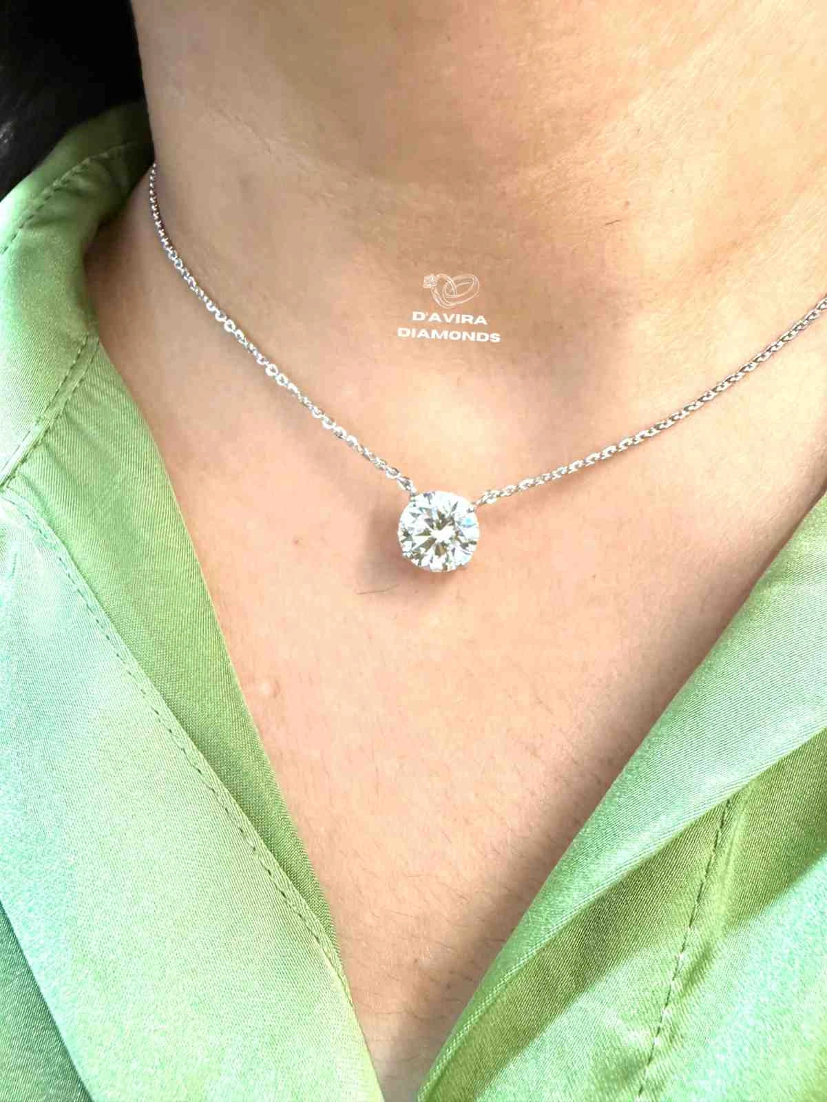 Round Lab Grown Diamond Solitaire Pendant