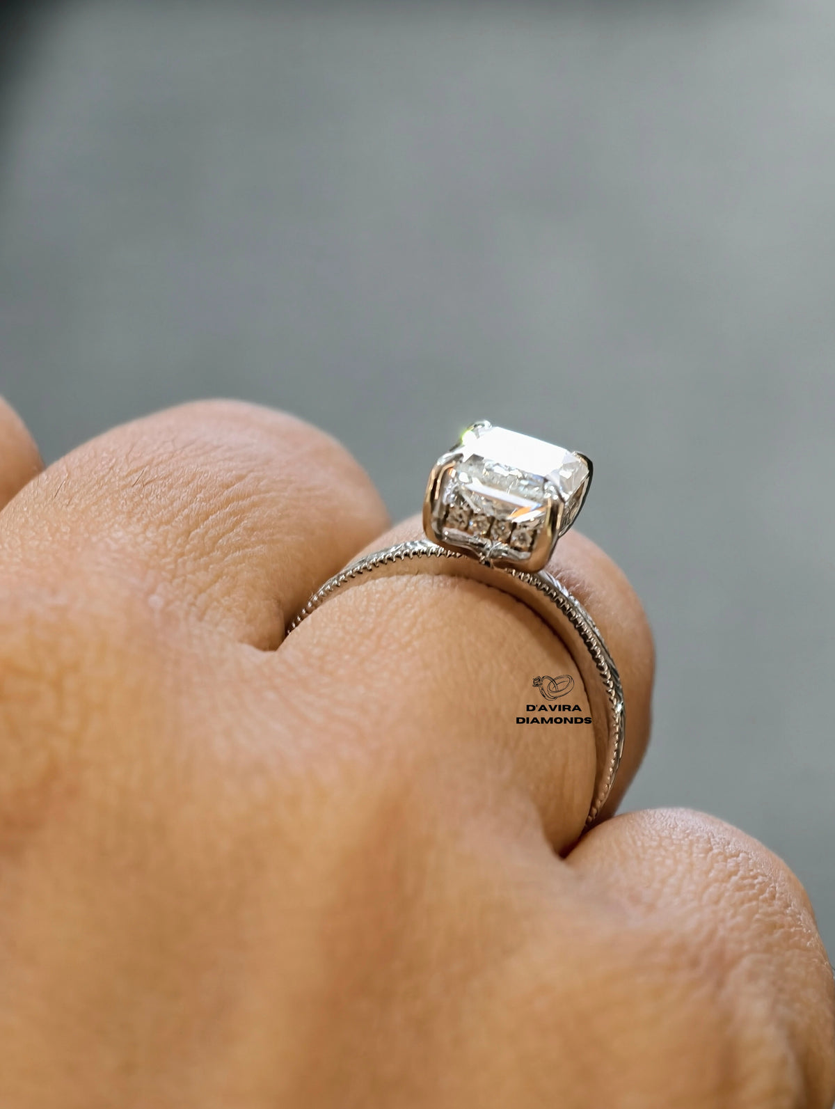 back view hidden halo diamond ring 