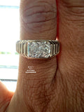 East West Elongated Cushion Cut Wedding Band For Men
