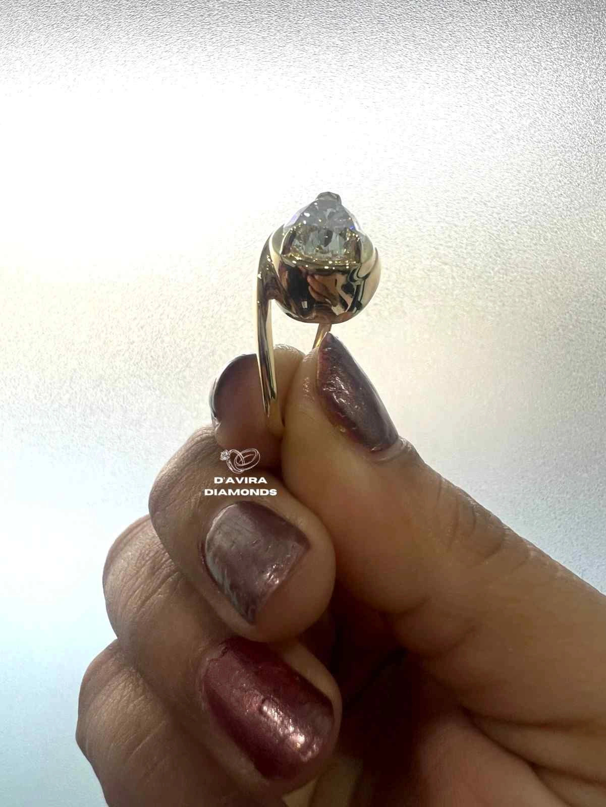 Pear Cut Bypass Shank Lab Diamond Luxury Ring