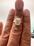 Elongated Cushion Cut Diamond Bezel Set Solitaire Ring