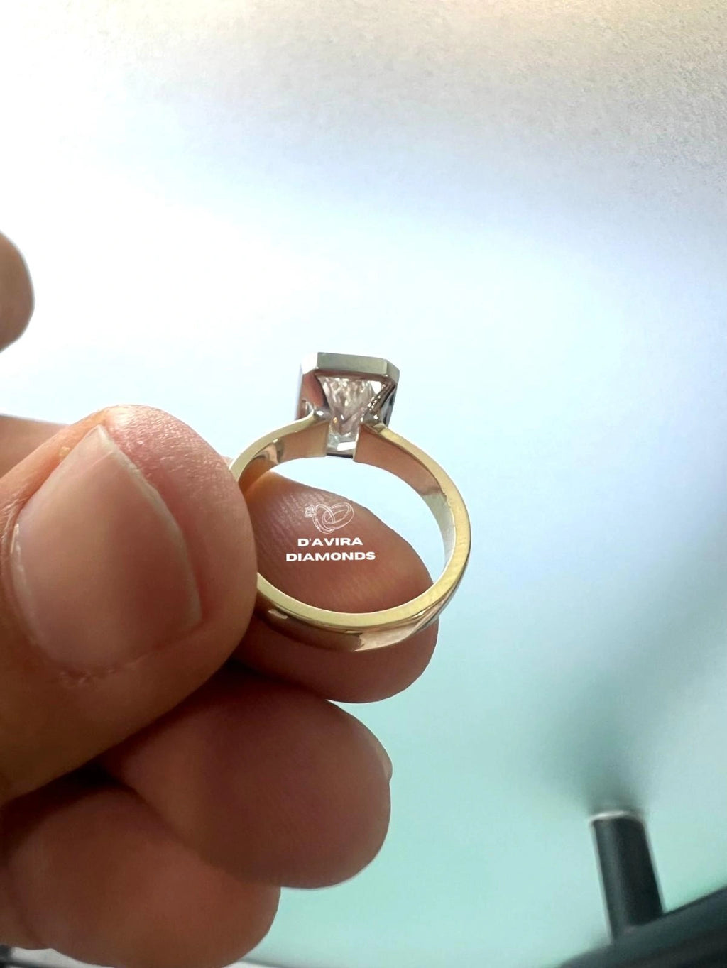 Radiant Cut Lab Diamond Bezel Set Solitaire Ring
