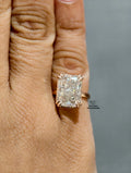 front view of the elongated
Cushion Cut lab grown diamond ring 