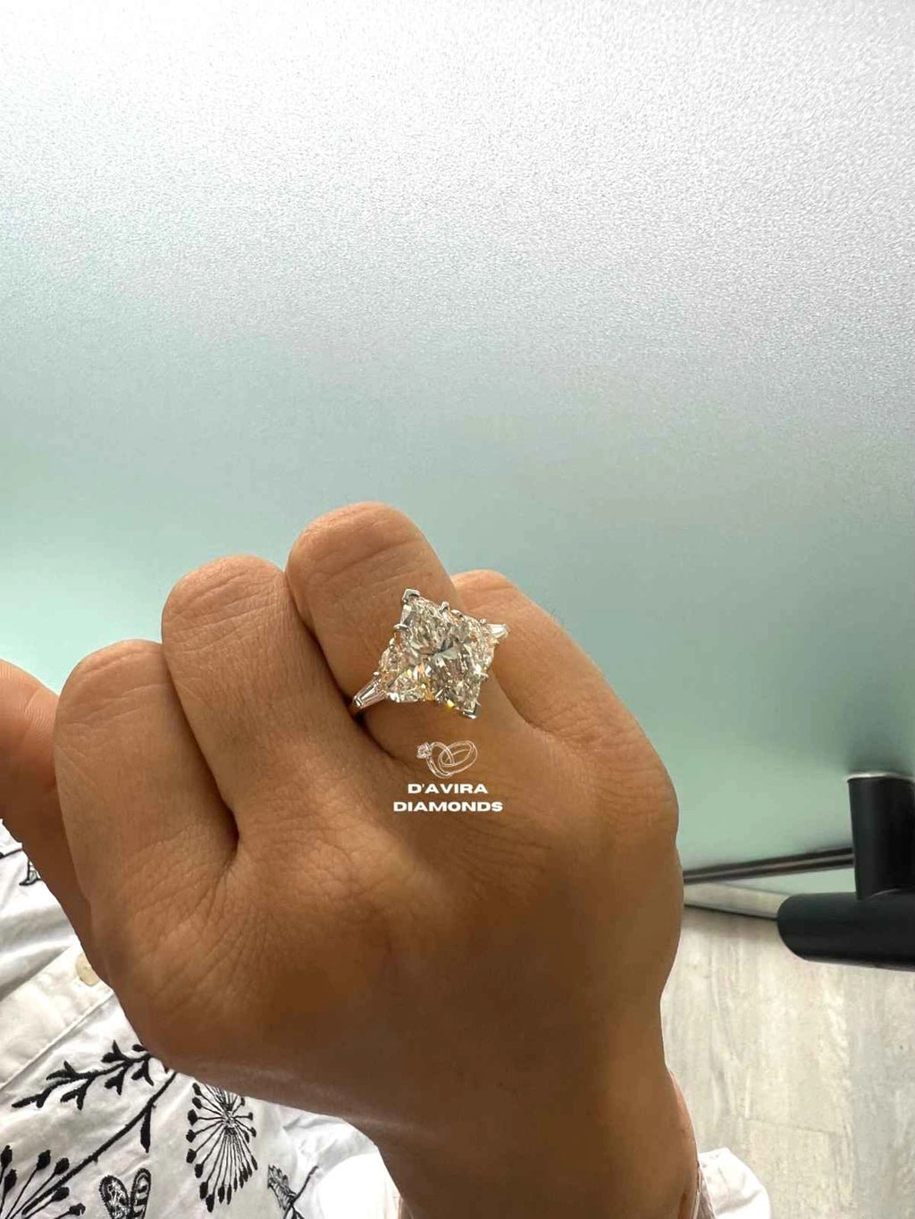 Five Stone Marquise Cut Lab Diamond  Wedding Ring