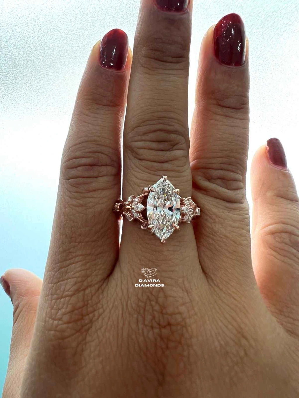 Marquise Cut Nature Inspired Lab Diamond Engagement Ring
