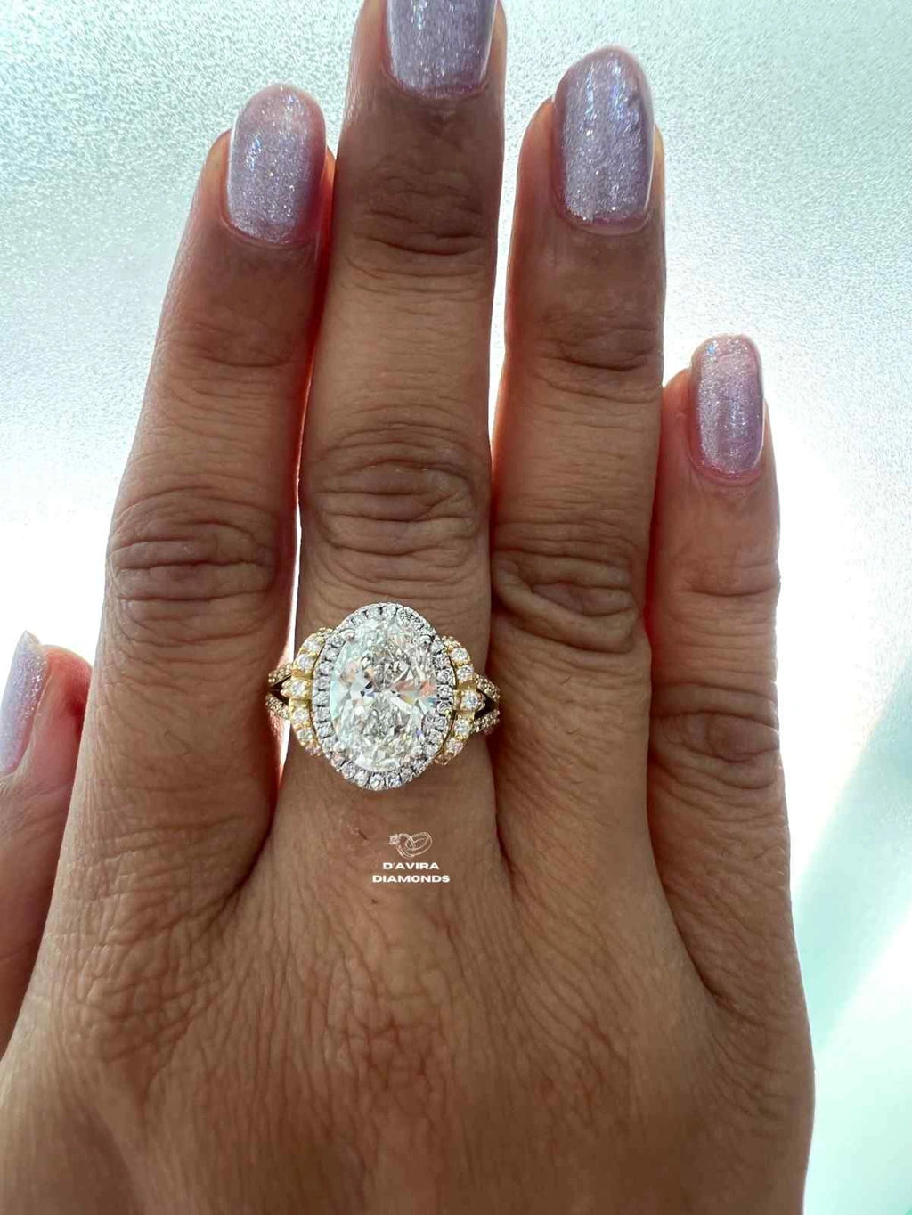 Oval Cut Lab Diamond Halo Engagement Ring